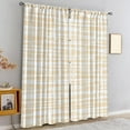 thumbnail image 6 of Beige Yellow Striped Farmhouse Curtains & Drapes, Watercolor Plaid Graffiti Kitchen Dining Room Curtains, Rod Pocket Window Curtains Do Not Fade Pattern Clear for Living Room Bedroom-W42xL63in, 6 of 6