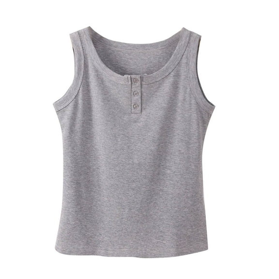 Gamivast Womens Tank Tops Plus Size Ribbed Knit Henley Neck Sleeveless Shirts Fitted Basic Casual Tees Lounge Outfits 2026