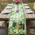thumbnail image 4 of St. Patrick's Day Table Runner - 108 Inch Long Lucky Shamrocks Boots Green Buffalo Plaid Cotton and Linen Blended Dress Scarves Farmhouse Table Runner for Kitchen Dining, Coffee Table, 13" x 108", 4 of 8