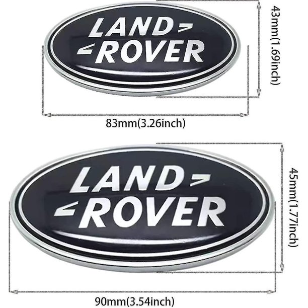 2 piezas que se adaptan a la insignia de la parrilla de Land Rover, etiqueta adhesiva ovalada para el portón trasero, placa de identificación de la insignia de Land Rover Range Rover (negro)