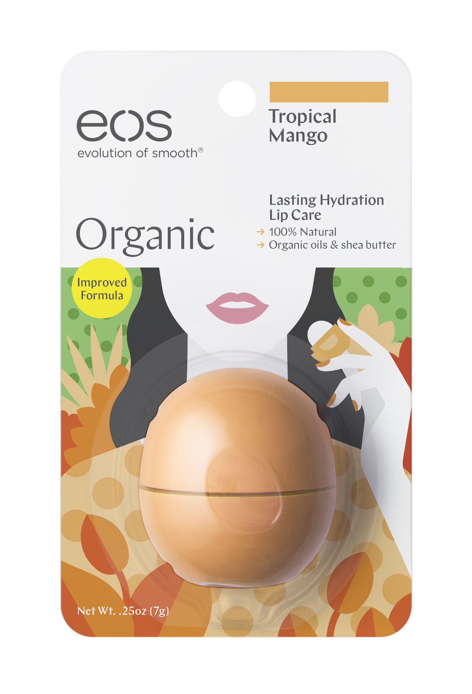 eos Organic Lip Balm, Tropical Mango, Certified Organic and 100% Natural, 0.25oz