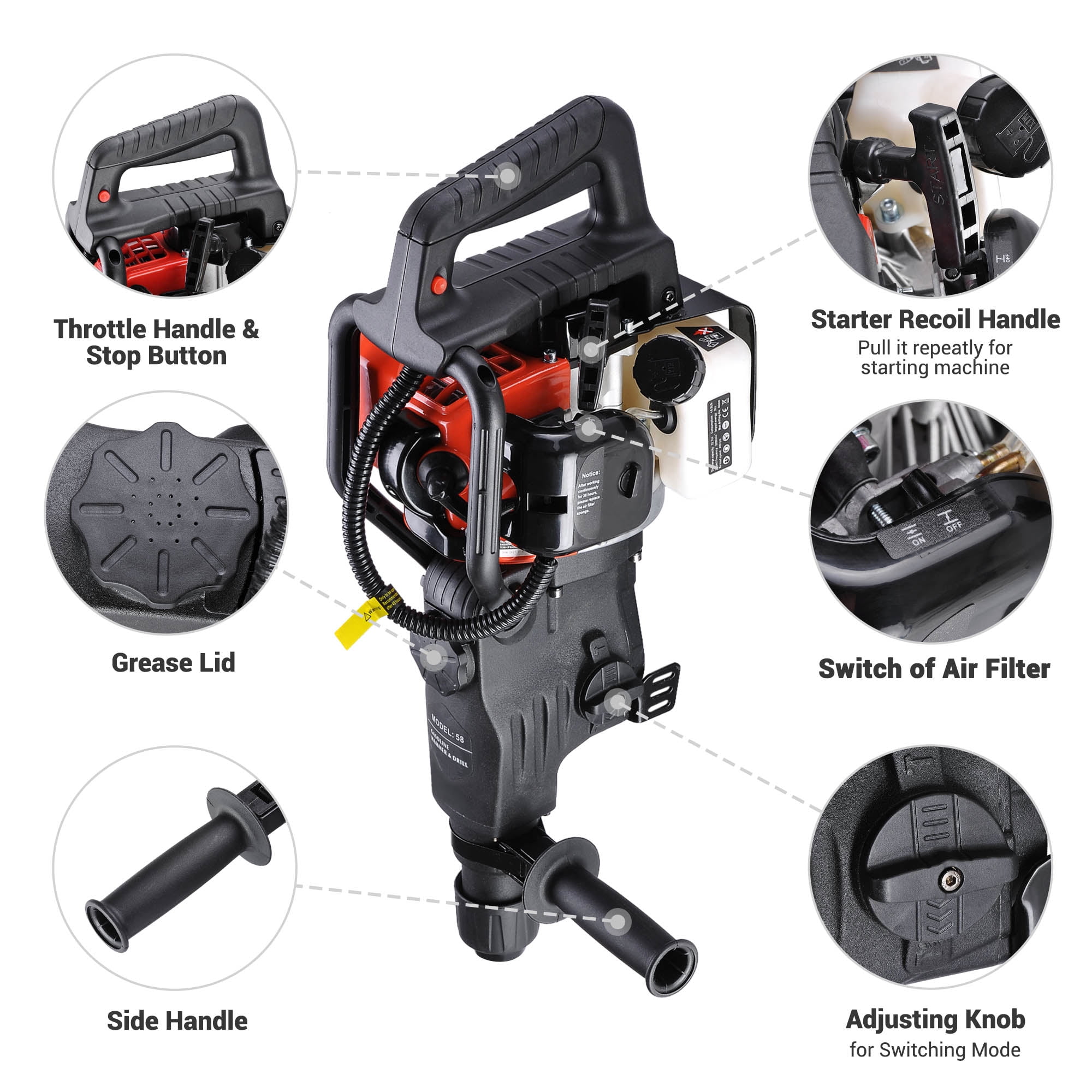 Yescom 1000W 2in1 Gasoline Demolition 