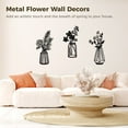 thumbnail image 4 of 3PCS Metal Flower Wall Decors, Flowers in Vase Iron Wall Sculptures, Art Decoration for Home Kitchen Bedroom Living Room Patio Balcony(Black), 4 of 5