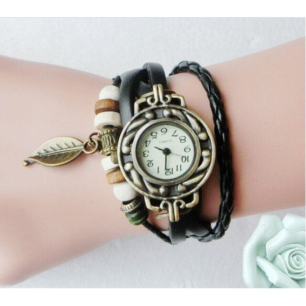 Reloj de cuero tejido para mujer pulsera de cuarzo analógico Gao Jiahui unisex