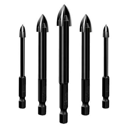 

5pcs Drill Bit Tile Glass Cemented Carbide Wood Metal Hand Tool Cross Angle
