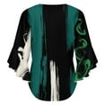 thumbnail image 6 of Abstract Teal Black White Art Women's V-Neck Blouse With 3/4 Ruffled Bell Sleeves Casual Top Ladies Blouses, 6 of 7