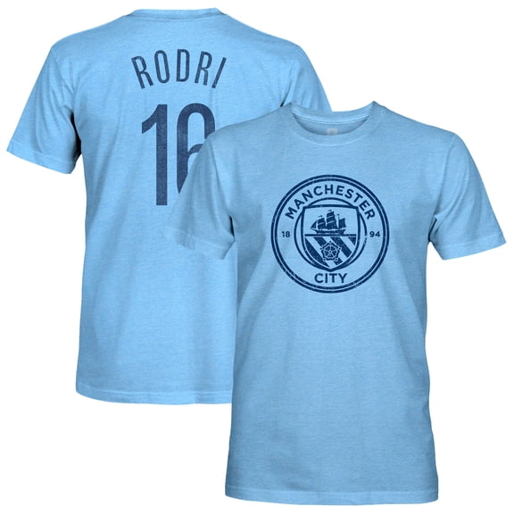 Men's 1863FC Rodrigo Sky Blue Manchester City Player Name & Number Twisted Tri-Blend Slub T-Shirt