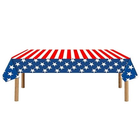

Fovolat American Flag Table Cover - Splashproof Tablecloth with PEVA Thick Fabric - One-off Table Cover for Buffet Dinners Dining Table Tea Table Party Birthday Cafes Banquet Picnic