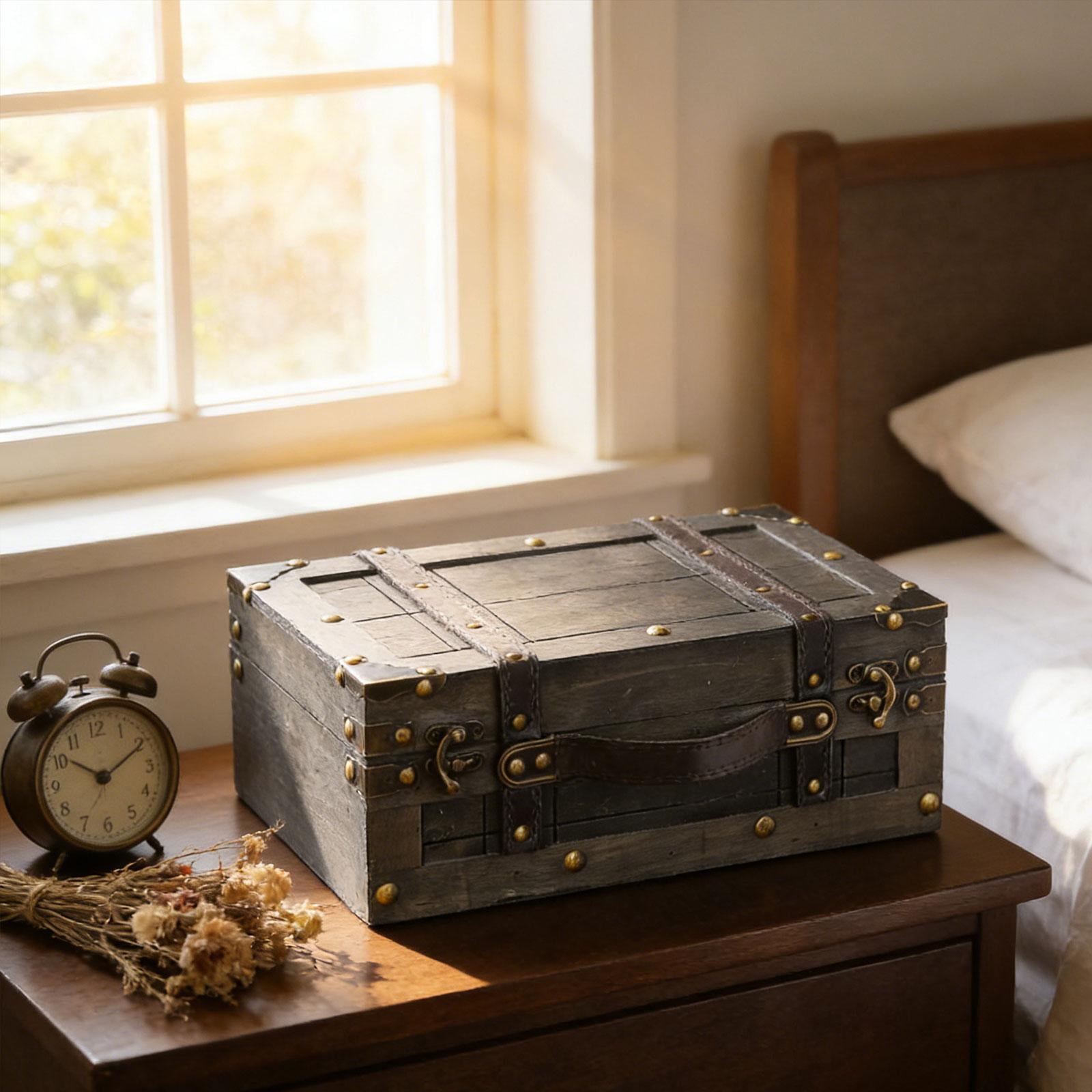 Vintage Suitcase Decorative Box Jewelry Storage Wood Material for Home Decor Travel Wedding Events Use