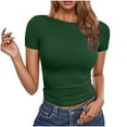 thumbnail image 2 of Rciityk T Shirts for Women Summer Crew Neck Short Sleeve Crop Tops Solid Color Basic Slim Fits T-shirts Casual Going Out Tight Tees, 2 of 5