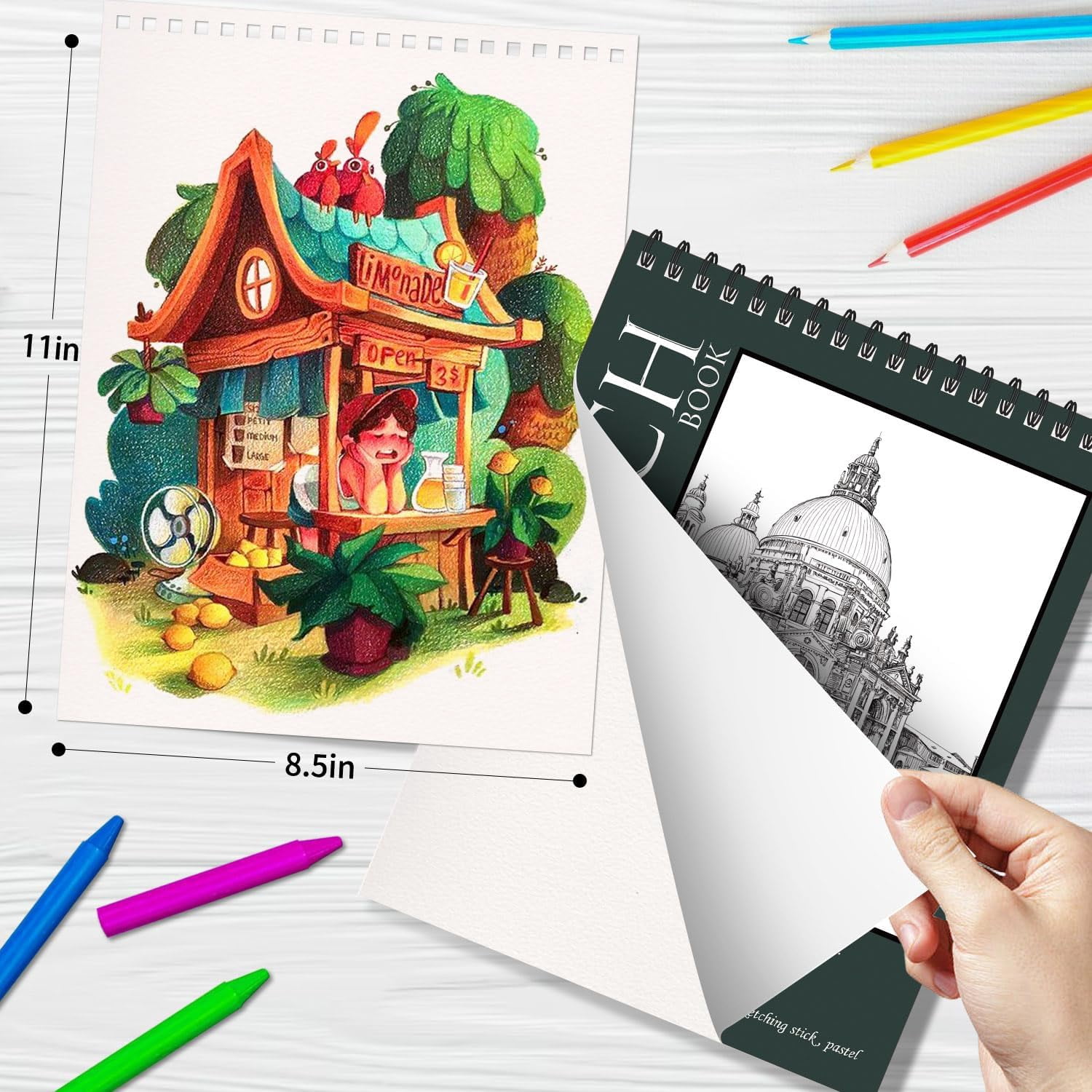 OSIMIG 10 Pack Sketch Pads, 8.5" x 11", 300 Pages, 10 Count