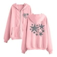 thumbnail image 2 of Women'S Full Zip Up Hoodie Long Sleeved Top Stars Printd Drawstring Hooded Sweatshirts Pockets Jacket Coat With Pockets Pink XXL, 2 of 3