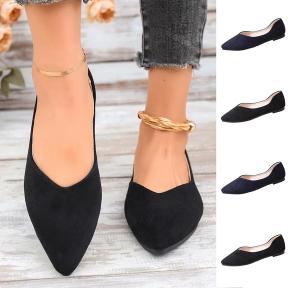 Miluxas Women's Classic Ballet Flats Casual Comfort Slip On Flats Shoes Navy 9.5(43)