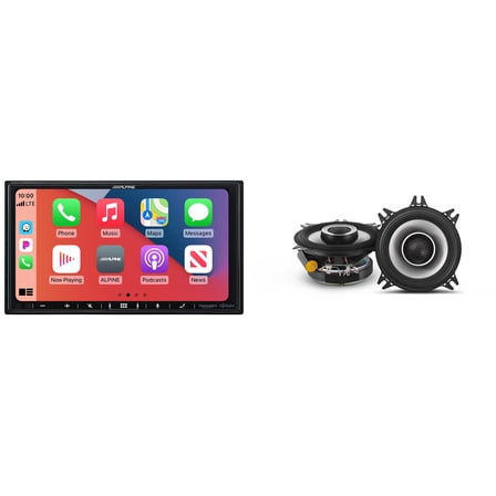 Alpine iLX-407 7-Inch Multimedia Receiver Apple Carplay and Android Auto & 1 Pair Alpine S2-S40 Type S 4" Coax Speakers