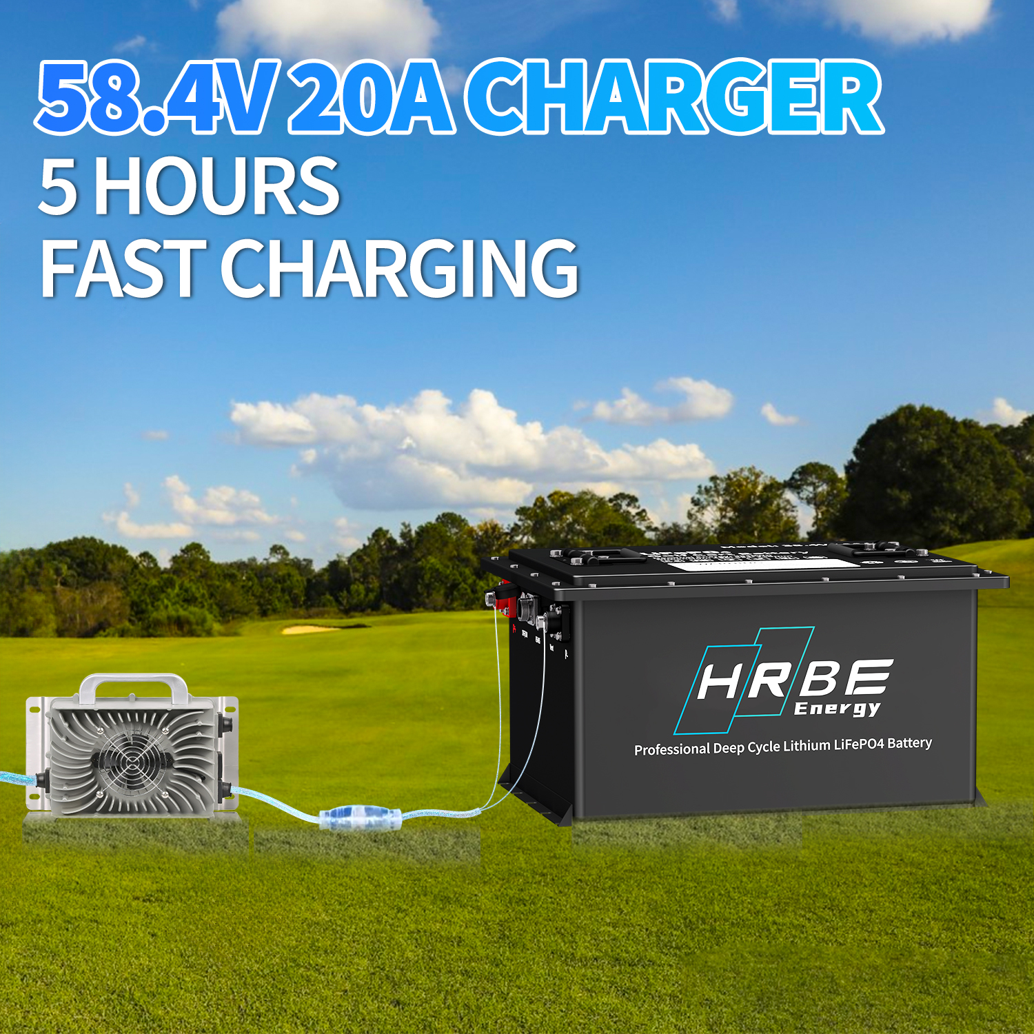 48V 100Ah Lithium Golf Cart Battery, 200A BMS with Touch Monitor, HRBEENERGY 8000+ Cycles Lifepo4 Club Car Battery