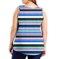 thumbnail image 4 of cocolona Womens Plus Size Summer Tank Tops Crew Neck Sleeveless Shirts Fashion Casual Loose Striped Print Tees Blouse Blue L, 4 of 7