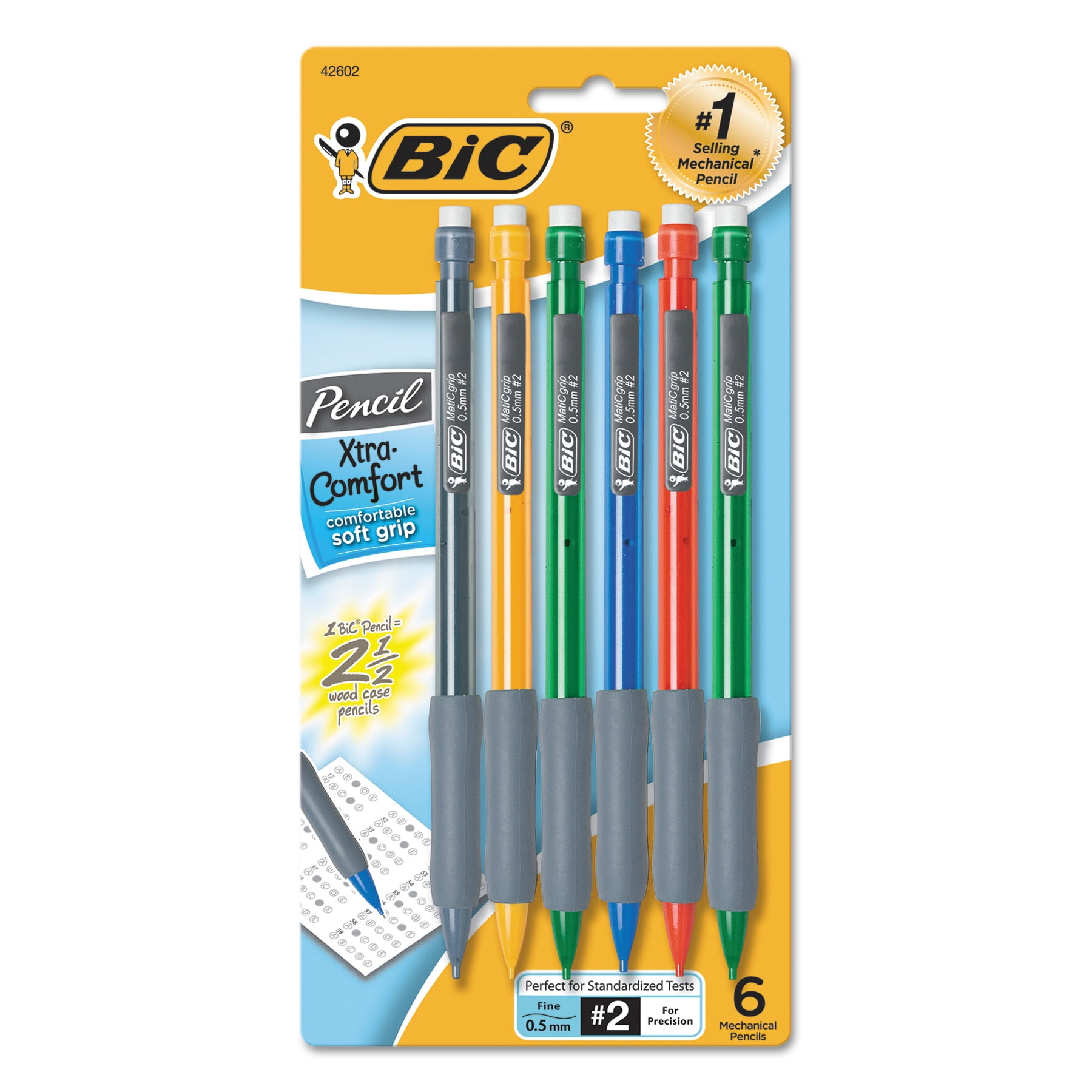 BIC Xtra Comfort Mechanical Pencil, Medium Point (0.7mm), 6 Count
