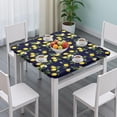 thumbnail image 3 of Yellow Lemon Fruits DarkBlue Pattern Square Fitted Tablecloth with Elastic Edge,Square Table Cover,Washable Elastic Table Cover for Home Kitchen Party Decor 34"x34", 3 of 6
