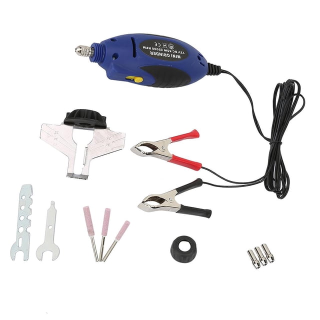 Afilador De Motosierra De Mano De 12 V Y 85 W, Amoladora De Cadena De Sierra Universal, Herramienta De Afilado De Dientes De Cadena Con Mandriles De Calibre, Puntas De Molienda, Llave, Tornillo, Minnieouse TO002078-00