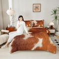 thumbnail image 4 of Manfei Farm Cowhide King Size Comforter Sets,Rustic Farmhouse Cabin Bedding Comforter Set,Orange Beige Cow Hide Bedding Set For Men Women,Ultra Soft Home Decor,3pcs, 4 of 8