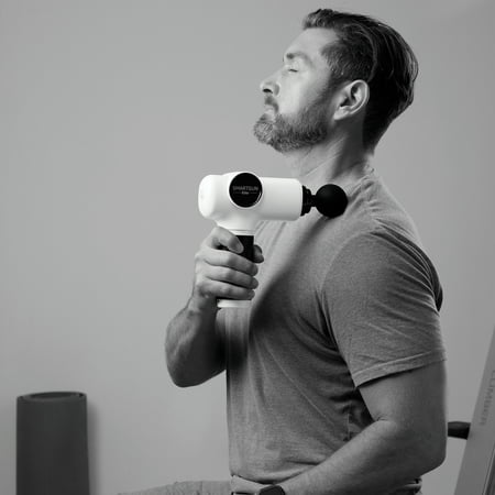 Spa Sciences SMARTGUN Elite Deep Tissue Percussion Massage Gun with Interchangeable Heads, White