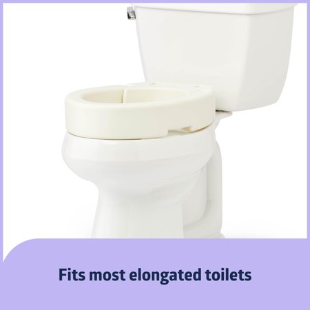 Medline Elongated Toilet Seat Riser for Seniors, Hinged, Fits Most Toilets, 400 lb Weight Capacity, White