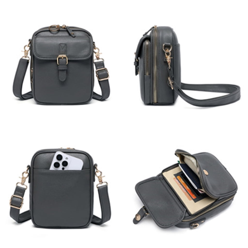 YIEMEEN Unisex Anti Theft Shoulder Bag Lightweight PU Crossbody Purse With Multiple Card Pockets Adjustable Strap