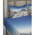 thumbnail image 2 of Ambesonne White Blue Fitted & Top Sheet Set with Shams, Mountain Sunny Sky, White Blue, 2 of 4