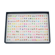 100 Pairs Cute Resin Fruit Stud Earrings Set Colorful Tiny Earring Jewelry