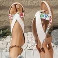thumbnail image 3 of Rokment Beach Flower Platform Dress High Heels Slipper Sandals for Women Boho Fashion Casual Color Block Leather Chunky Block Heeled Slip on Slides Summer Shoes Sky Blue Size 8.5, 3 of 5