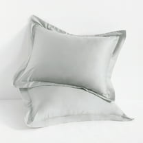 Flxxie 2 Pack 500 Thread Count Cotton Sateen Pillow Shams 20"x26" with 2" Flange, Standard, Light Gray