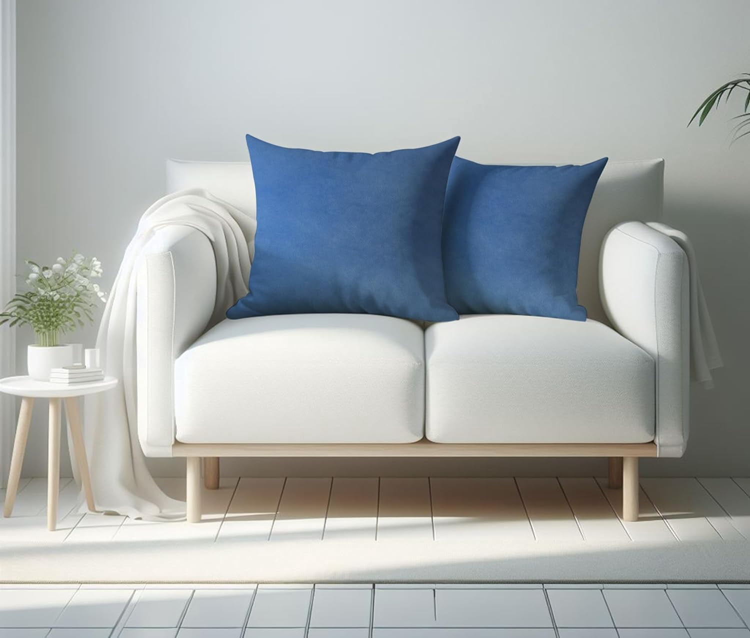 A1HC Hypoallergenic Down Alternative Pillow Inserts, 22x22 in, Square, Pack of 2, Prussian Blue