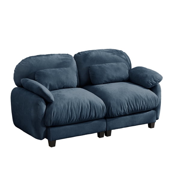 Aoowow 72.4'' 2 Seater Cloud Sofa, Chenille Modular Couch with Deep Seat, Soft Loveseat for Living Room, Apartment, Blue