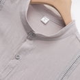 thumbnail image 6 of UVEASISHA Mens Summer Linen Shirts Casual Short Sleeve Button Down Shirt Classic Fit Lightweight Collarless Beach Shirts Stylish Tops Gray XXL, 6 of 7