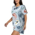 thumbnail image 5 of Sigee Cute Chameleons On Blue for Sleepwear Casual Pjs with Pockets Women's Pajamas Sets Shorts 2 Piece Short Sleeve Lounge Sets 3X-Large, 5 of 9
