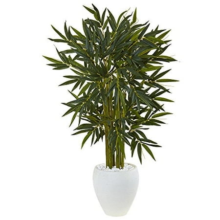 Nearly Natural 5811 4,5 Pi Bambou Arbre dans Jardinière Ovale Blanc