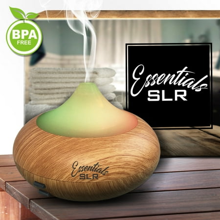 SLR 140ml Aromatherapy Essential Oil Wood Grain Diffuser BPA Free with Multi-Color Changing LED