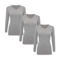 thumbnail image 2 of Natural Uniforms T-Shirt à Manches Longues en V pour Femmes Pack de 3 - Pack de 3 (X-Small, 3 Pack Gris), 2 of 4