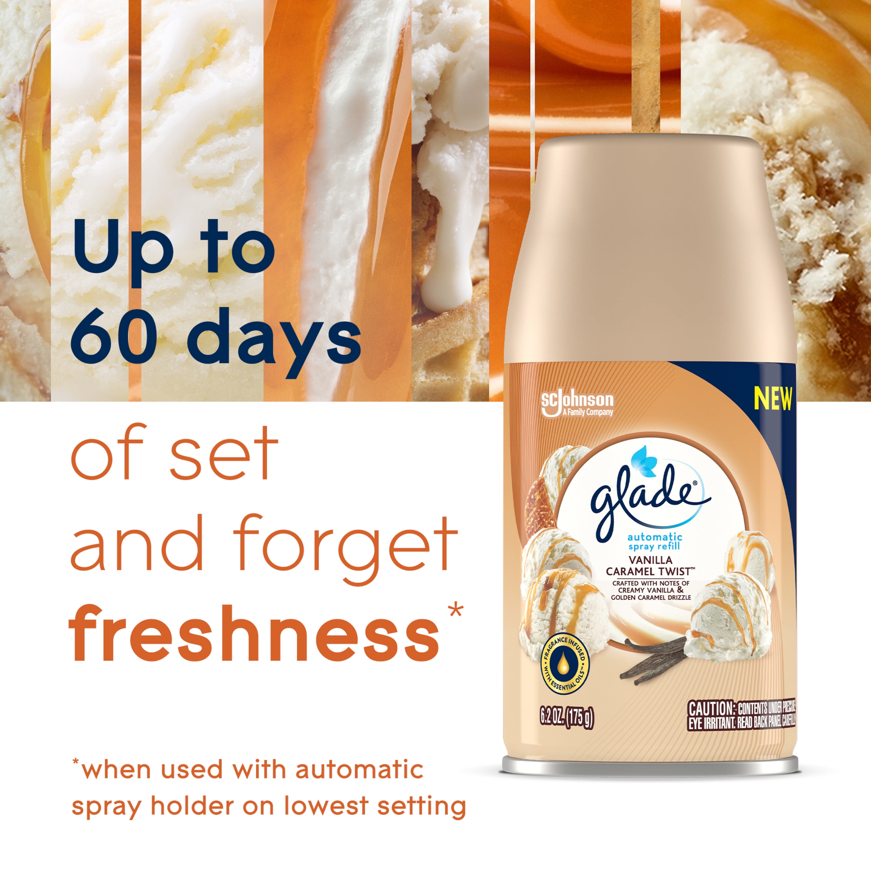 Air Freshener Car Auto Perk Adjusta-Scent Golden Vanilla Fragrance (Lot  of 2)
