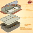 thumbnail image 2 of Lunch Box with 4 Compartment Sauce Cup Leakproof Bento Lunch Box Microwave Safe Bento Box Container Dishwasher Safe Reusable Food Storage Box with Utensil Set Storage Bag for Adults Kids, 2 of 7