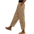 thumbnail image 2 of JMKQLZ Women'S Spring Solid Color Lace-Up With Cotton And Linen All Straight Leg Casual Pants, 2 of 6