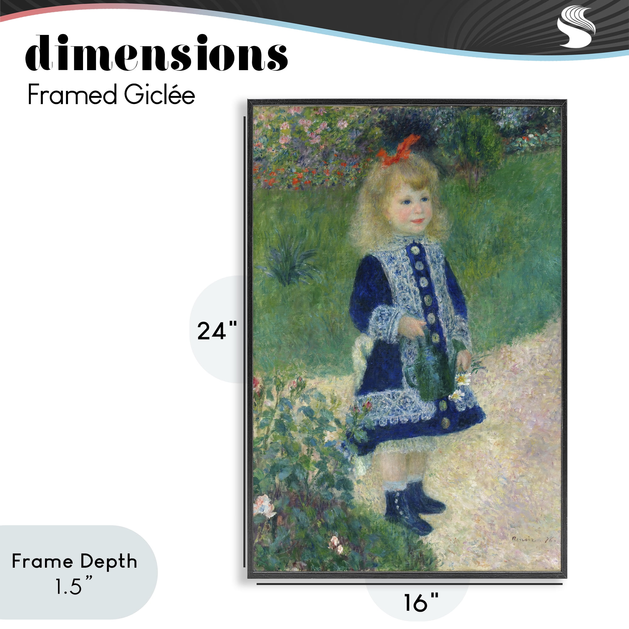 Stupell Industries Girl With Watering Can Black Framed Giclee Art, design by Tina LeCour