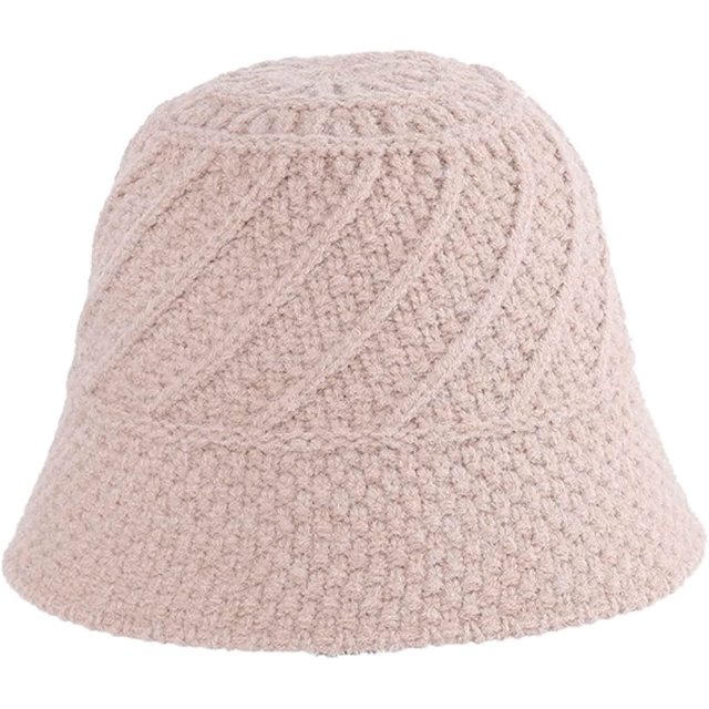 LinYooLi Small Bucket Hat Ladies Foldable Fashion Soft Solid Color Twill Crochet Women Girl Knit Hat Winter Thick Keep Warm