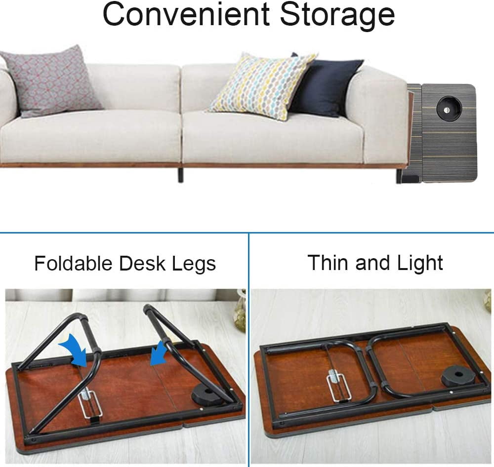 Petite Table De Lit Pliante 48x30 Cm - Plateau Pour Ordinateur Portable, Petit-déjeuner, Idéale Canapé Ou Voiture (Marron) - 10