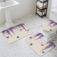 thumbnail image 3 of Spring Flower Bathroom Rugs Set Vintage Watercolor Purple Wisteria Floral Butterfly Linen Texture Non Slip Absorbent Bath Mats 3 Piece Set, U-Shaped Floor Mat, Toilet Seat Cover Large Size, 3 of 9