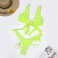 thumbnail image 3 of HAPIMO Women's Bikini Swimsuit Solid Color Beachwear Cross Strap Triangle Swimwear Sets Circle Ring Bandage Bathing Suit Summer Seaside Clothes for Girls Rollbacks Yellow XL, 3 of 7