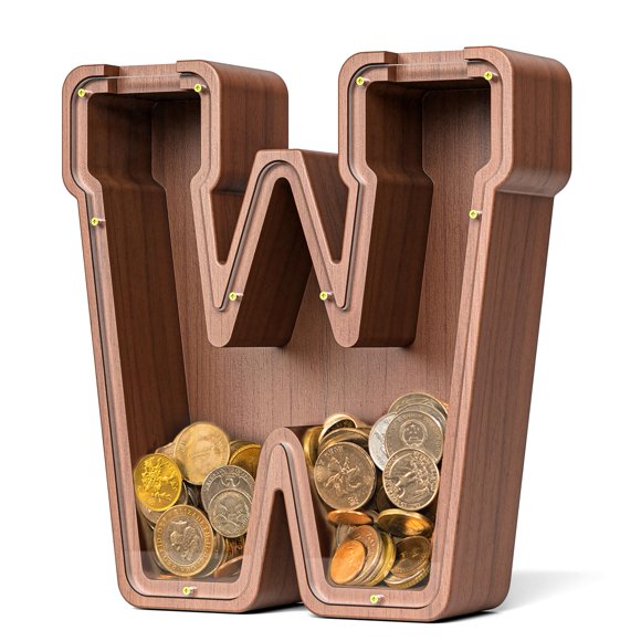 Hucha de madera con forma de conejita con forma de letra W, 23 x 4 cm, gran capacidad