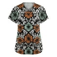 thumbnail image 2 of SAATLERI Plus Size Scrubs for Women Soft Stretch Short Sleeve V-Neck Scrub Tops Funny Floral Print Medical Nurse Uniforms Scrub Shirts with Pockets, 2 of 5