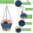 thumbnail image 4 of FIASON 2 Pack Plastic 12 Inch Blue Large Hanging Planter for Indoor & Outdoor Plants, Self Watering Hanging Baskets with Visual Reservoir, Drainage Holes and Plant Hanger, 4 of 6