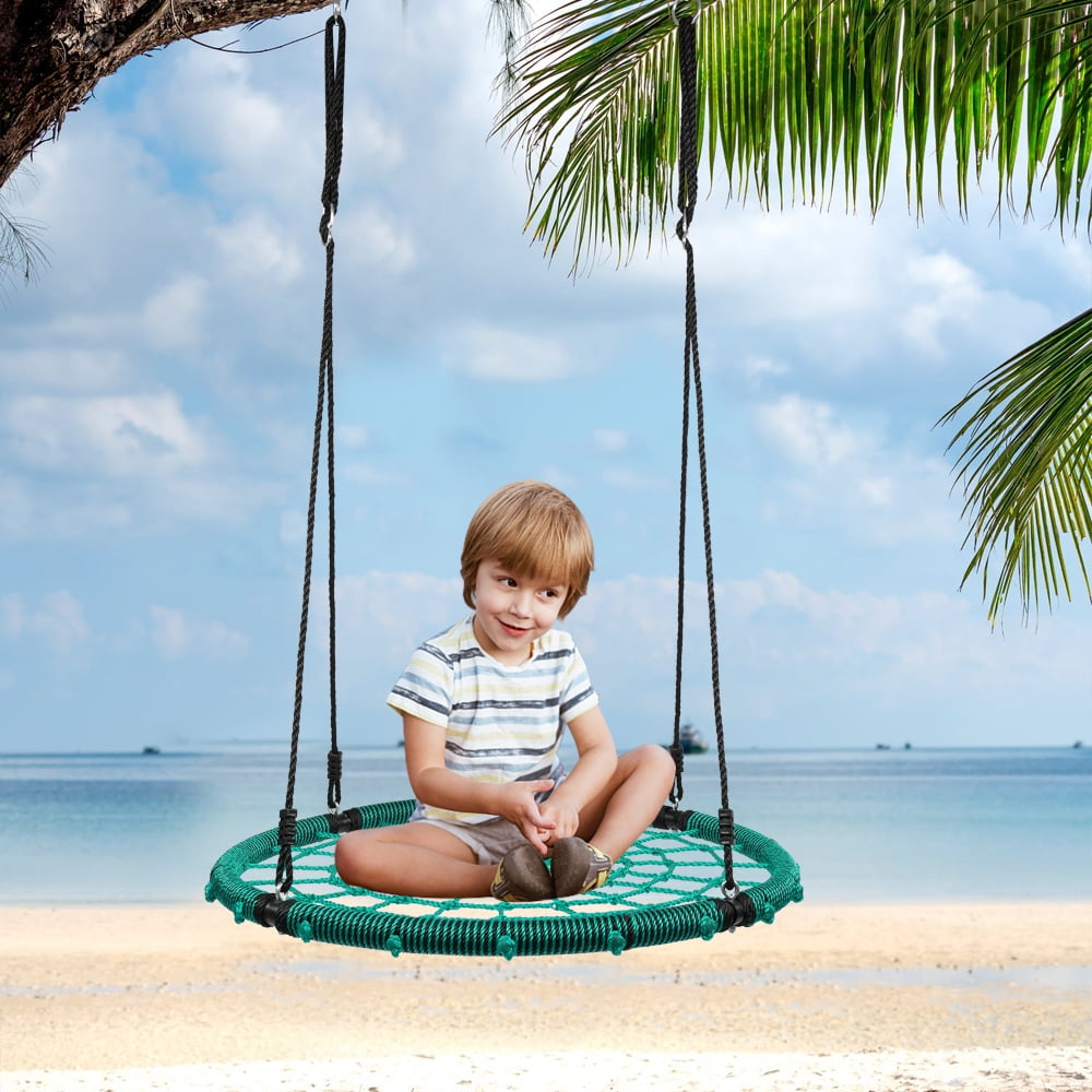 40" Tree Swing Set, Round Swing with Adjustable Ropes, Hanging Net Swing for Kids 40" Tree Swing Set, Round Swing with Adjustable Ropes, Hanging Net Swing for Kids
